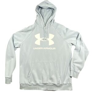 Under Armour Rival Fleece Hoodie Mens XL Light Blue Good Graphic Logo Sweatshirt